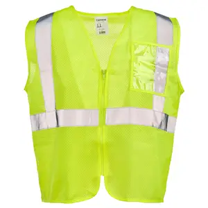 J. J. Keller® SAFEGEAR® Safety Vest Type R Class 2 - Zipper Closure - S/M, Lime Green Main Image