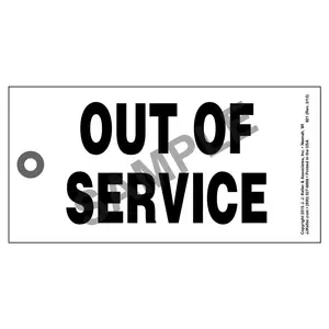 Out Of Service Tags - White, 6-1/4" W x 3-1/8" L, 50 per pack Main Image