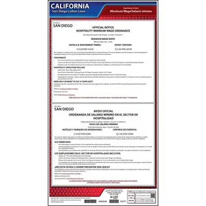 San Diego Hospitality Employer Minimum Wage Poster - Polypropylene Main Image