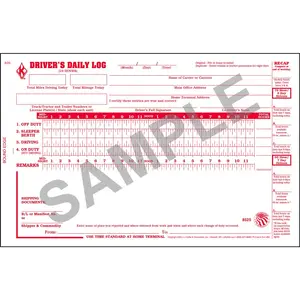 Driver's Daily Log Book w/Detailed DVIR & Recap - Stock, Book Format, 2-Ply, Carbon, 8-1/2" W x 5-1/2" L Main Image