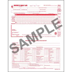 2-In-1 Driver's Daily Log w/Detailed DVIR & Recap - Stock, Loose-Leaf, 2-Ply, Carbonless, 8-1/2" W x 11" L Main Image