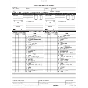 Trailer Inspection Report - Stock, Book Format, 2-Ply, Carbon, 8-1/2" W x 11" L Main Image