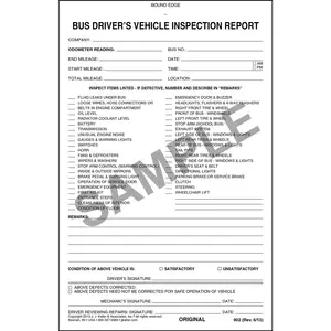 Bus Driver's Vehicle Inspection Report - Stock, Book Format, with Carbon, 2-Ply, 5-1/2" W x 8-1/2" L Main Image