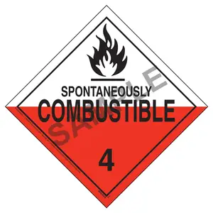 Division 4.2 Spontaneously Combustible Placard - Worded - 4 mil Vinyl, Removable Adhesive Main Image