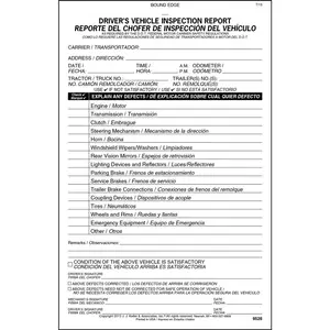 Simplified Driver's Vehicle Inspection Report - Stock, Book Format, 2-Ply, Carbonless, Bilingual, Vertical, 5-1/2" W x 8-1/2" L Main Image