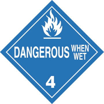 Division 4.3 Dangerous When Wet Placard - Worded - 20 mil Polystyrene, Laminated Main Image