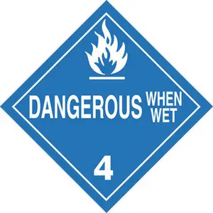 Division 4.3 Dangerous When Wet Placard - Worded - 20 mil Polystyrene, Laminated Main Image
