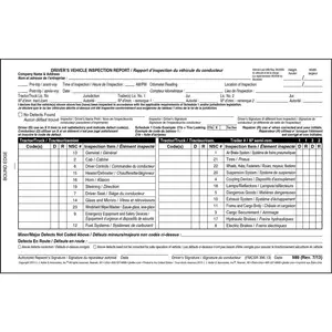 Canadian Driver's Vehicle Inspection Report, Bilingual, Book Format, 2-Ply, Carbon, 5-1/2"W x 8-1/2" L - Stock Main Image