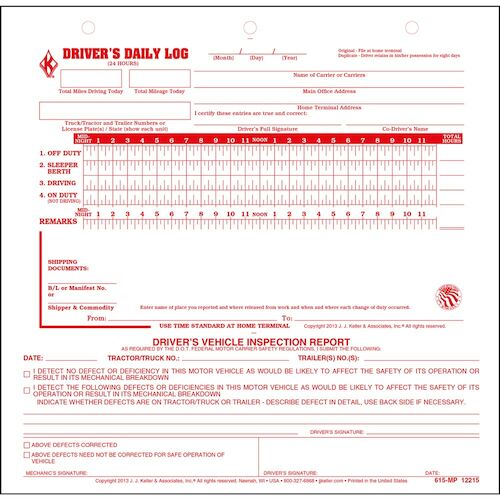 J.J. Keller 13-MP Loose Leaf Driver's Daily Log Sheets with 31 Duplicate  Sets - 12Volt-Travel®