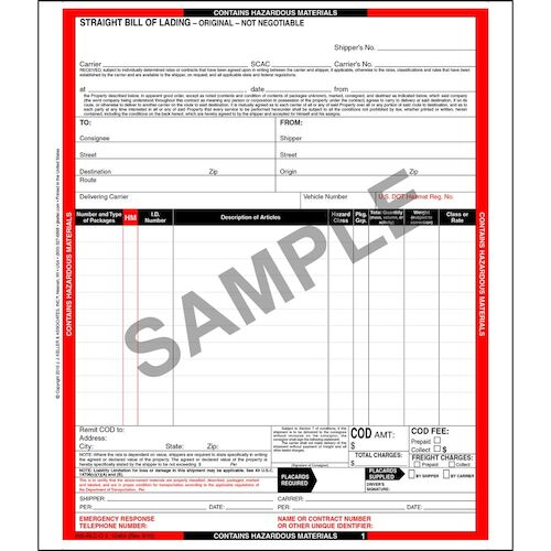 Free Hazardous Material Bill Of Lading Template Printable Templates