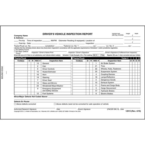 Free Printable Driver Vehicle Inspection Report Form