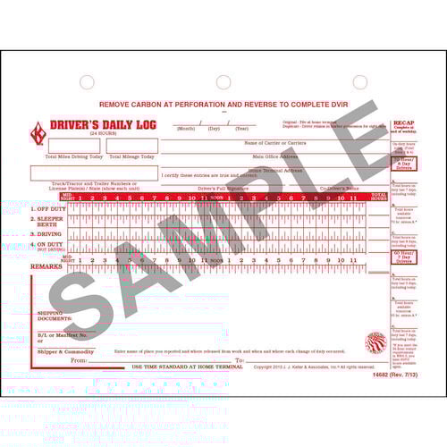 Driver's Daily Log w/Detailed DVIR, 2-Ply, w/Carbon & 7- and 8-Day Recap - Personalized (01381)