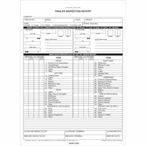 Trailer Inspection Report, 3-Ply, Snap-Out Format - Personalized (05557)