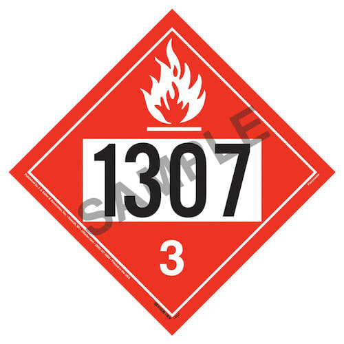 1307 Placard - Class 3 Flammable Liquid (05484)