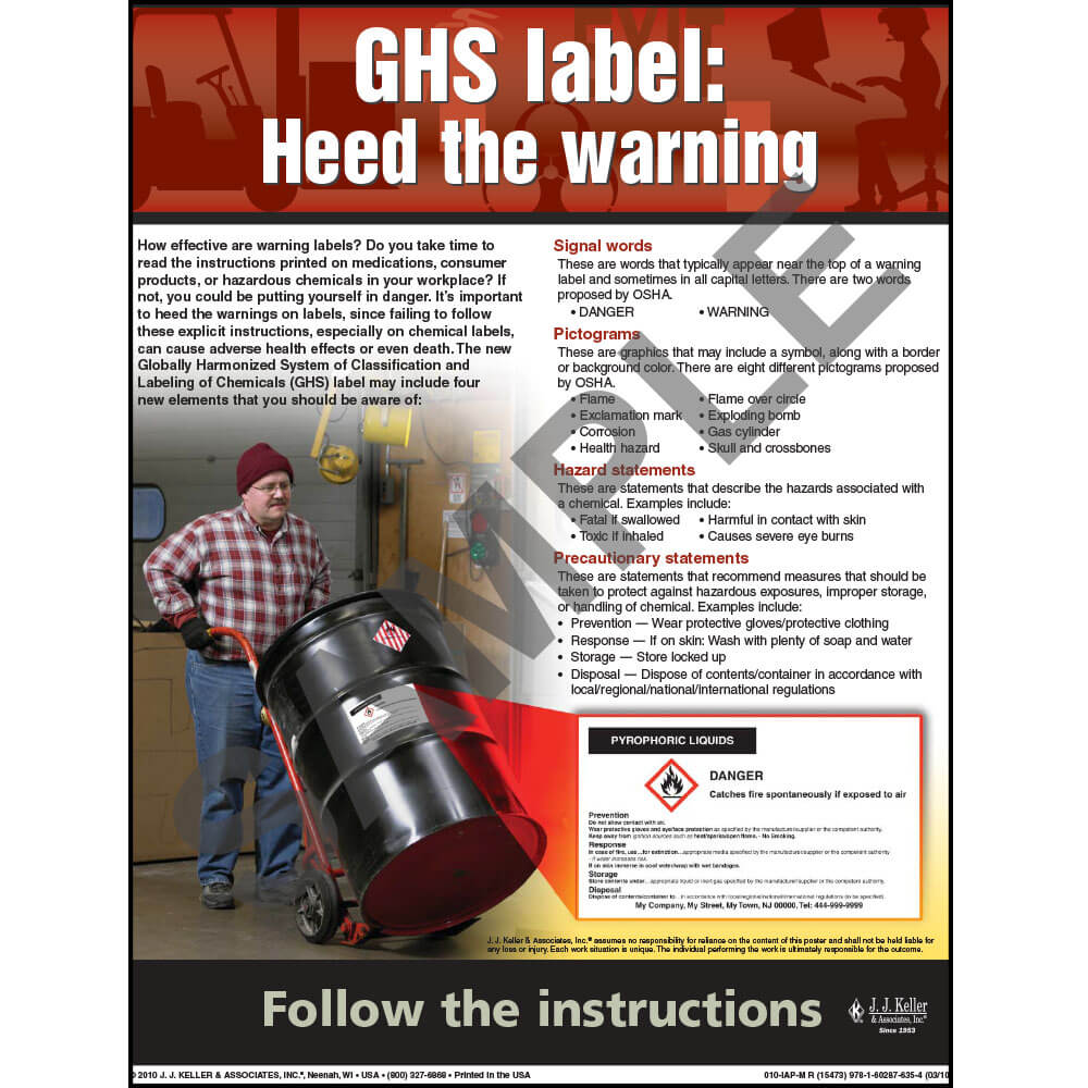 GHS Workplace Safety Advisor Poster "GHS Label Heed the Warning"