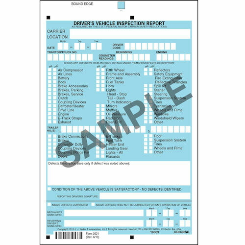 KellerSCAN® Driver Vehicle Inspection Report (03497)