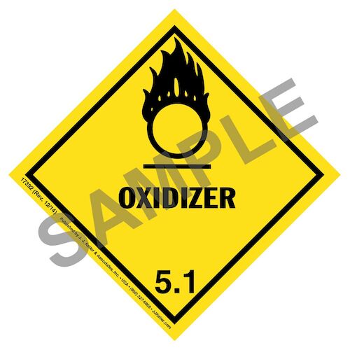 Hazardous Materials Labels Class 5, Division 5.1 Oxidizer Poly