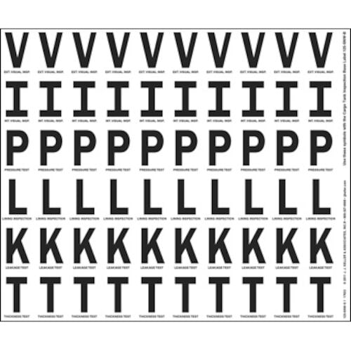 Test & Inspection Label - V, I, P, L, K, T (05632)