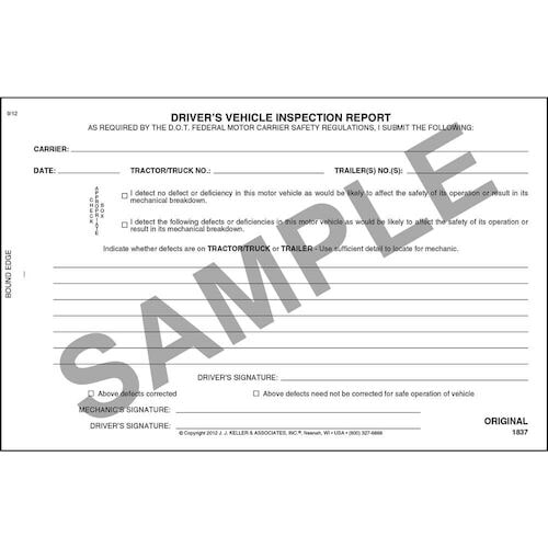 Simplified Driver's Vehicle Inspection Report, 2-Ply, Carbonless - Stock (00182)