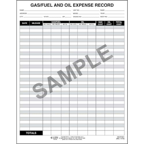 Gas Receipt Log Template