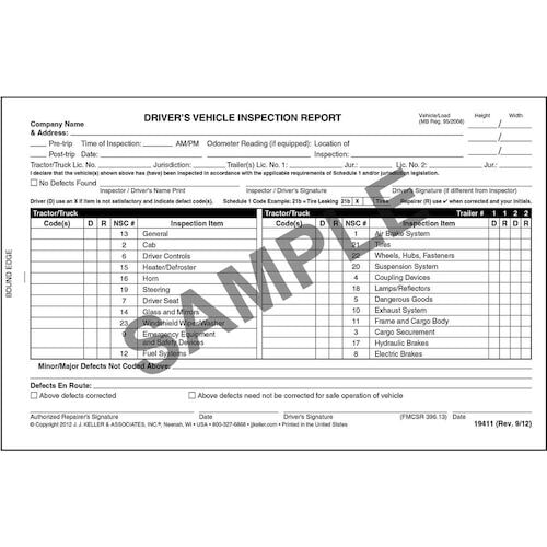 Canadian Driver's Vehicle Inspection Report, 2-Ply, w/Carbon - Personalized (05577)