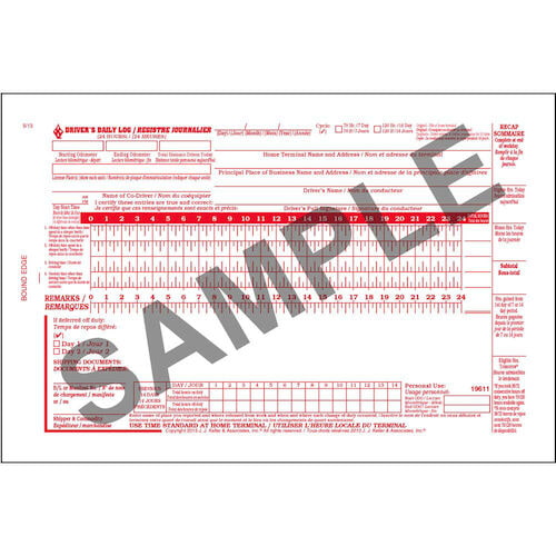 Canadian Driver's Daily Log Book, Bilingual, 2-Ply, w/Carbon, w/Recap - Personalized (01396)