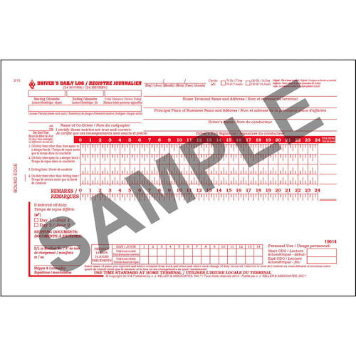 Canadian Driver's Daily Log Book, Bilingual, 2-Ply, w/Carbon, No Recap - Personalized (01149)