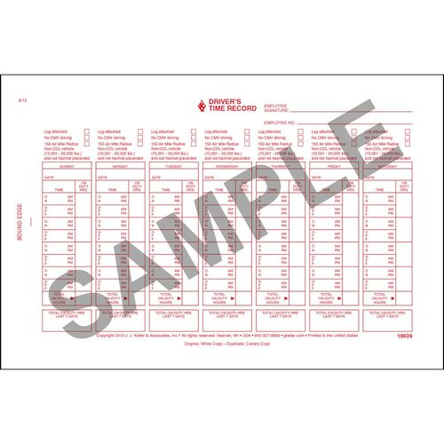 J. J. Keller's Log Auditing Service - Driver's Time Record - Personalized (01416)