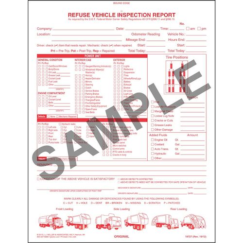 Refuse Truck Driver's Vehicle Inspection Report, Book Format - Personalized (05584)