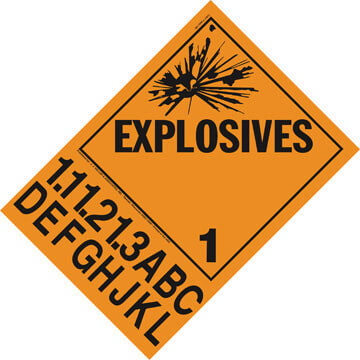 Division 1.1A-1.3L Explosives Placard - Worded (01722)