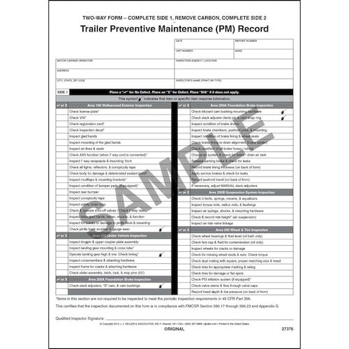 trailer preventive maintenance inspection report