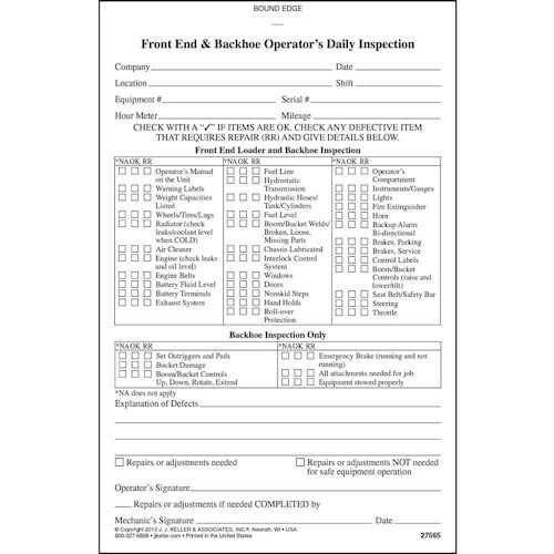 Front End Loader & Backhoe Inspection Report - Personalized