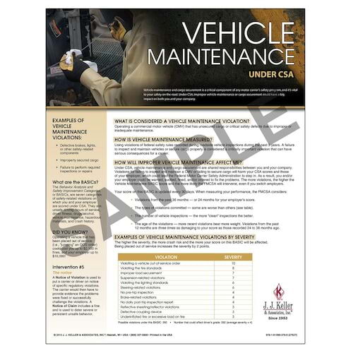 CSA Poster Vehicle Maintenance