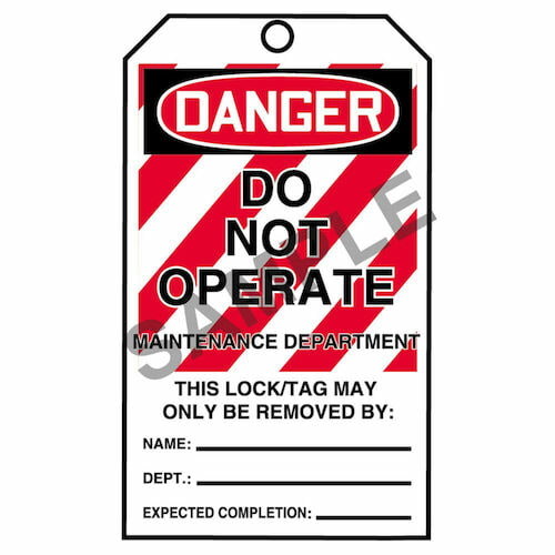 STOPOUT® Tags By-The-Roll - Danger Do Not Operate Maintenance Department (07590)