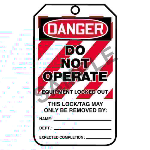 Lockout/Tagout Tag - Do Not Operate, Equipment Locked Out (07552)