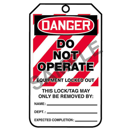 Lockout/Tagout Tag - Do Not Operate, Equipment Locked Out (07552)