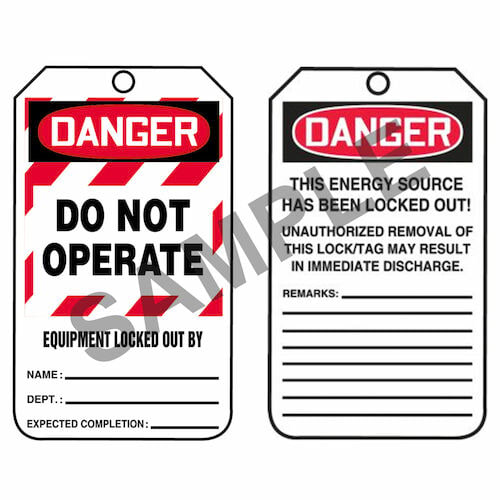 Lockout/Tagout Tag - Danger Do Not Operate Equipment Locked Out By (07556)