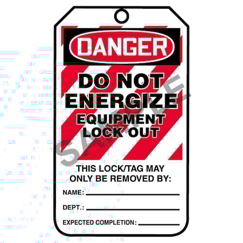 Lockout/Tagout Tag - Danger Do Not Energize Equipment Lockout (07560)