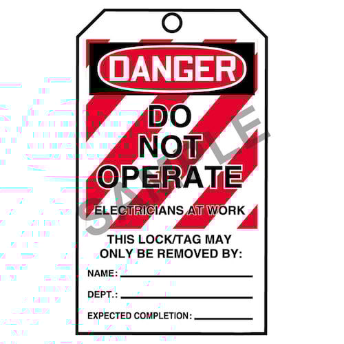 STOPOUT® Tags By-The-Roll - Danger Do Not Operate Electricians At Work (07587)