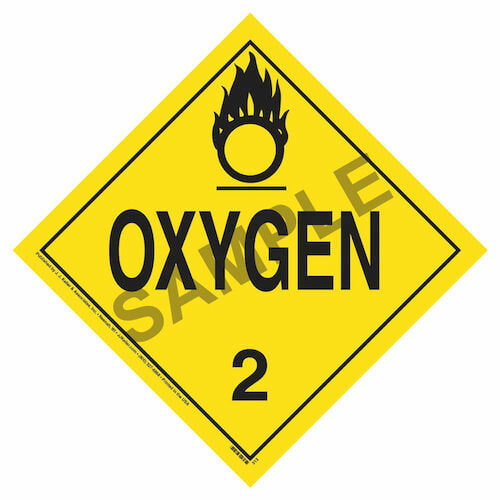 Division 2.2 Oxygen Placard - Worded (02450)