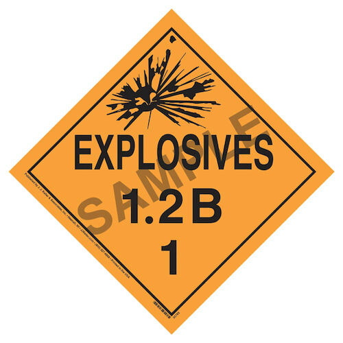 Division 1.2B Explosives Placard - Worded (07816)