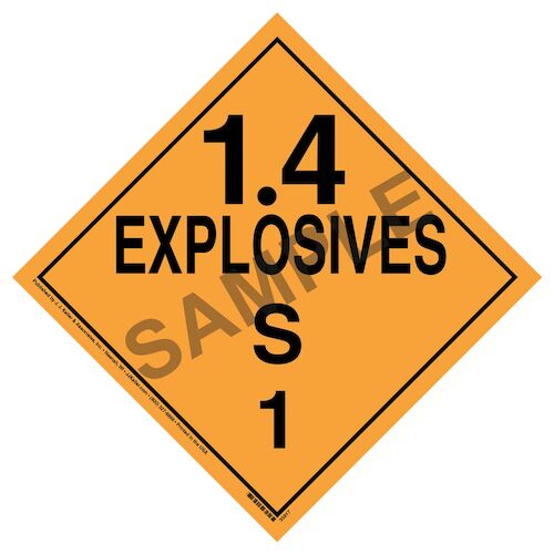 Division 1.4S Explosives Placard - Worded (07838)