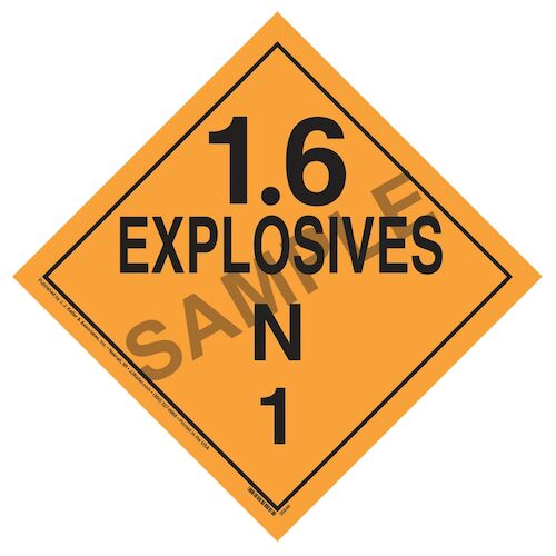 Division 1.6N Explosives Placard - Worded (07840)