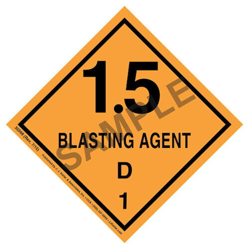 Explosives Label - Blasting Agents, Class 1, Division 1.5D - Paper (07916)