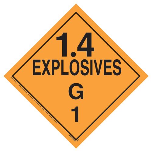 Division 1.4G Explosives Placard - Worded (02267)