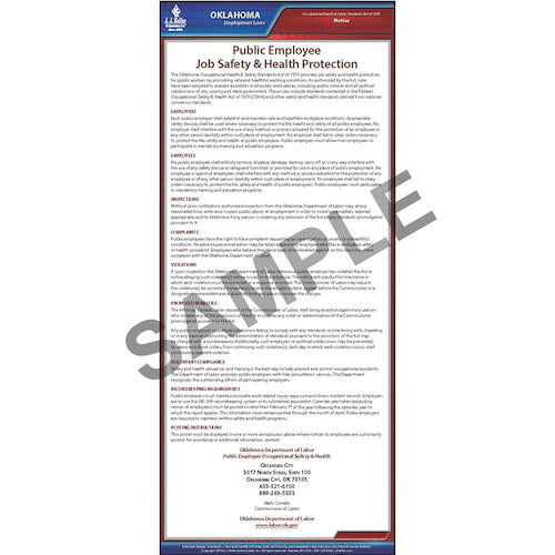 Oklahoma Public Employee Job Safety and Health Protection Poster