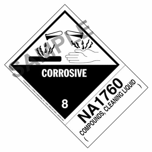 Numbered Panel Proper Shipping Name Labels Class 8 Corrosive, NA