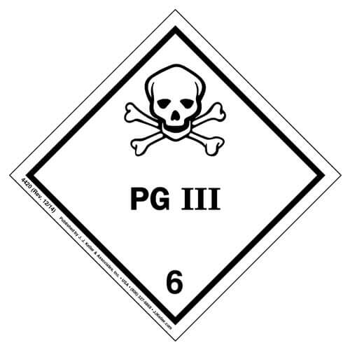 Hazardous Materials Labels Class 6, Division 6.1 Packing Group III