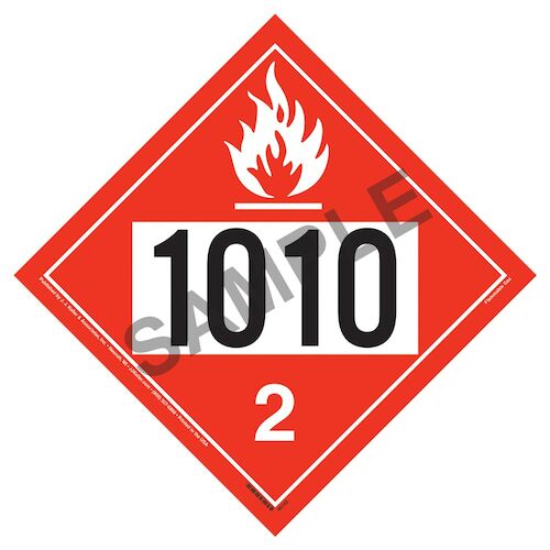 1010 Placard - Division 2.1 Flammable Gas (09467)