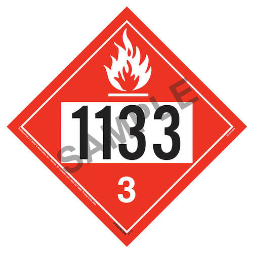 1133 Placard - Class 3 Flammable Liquid (01565)